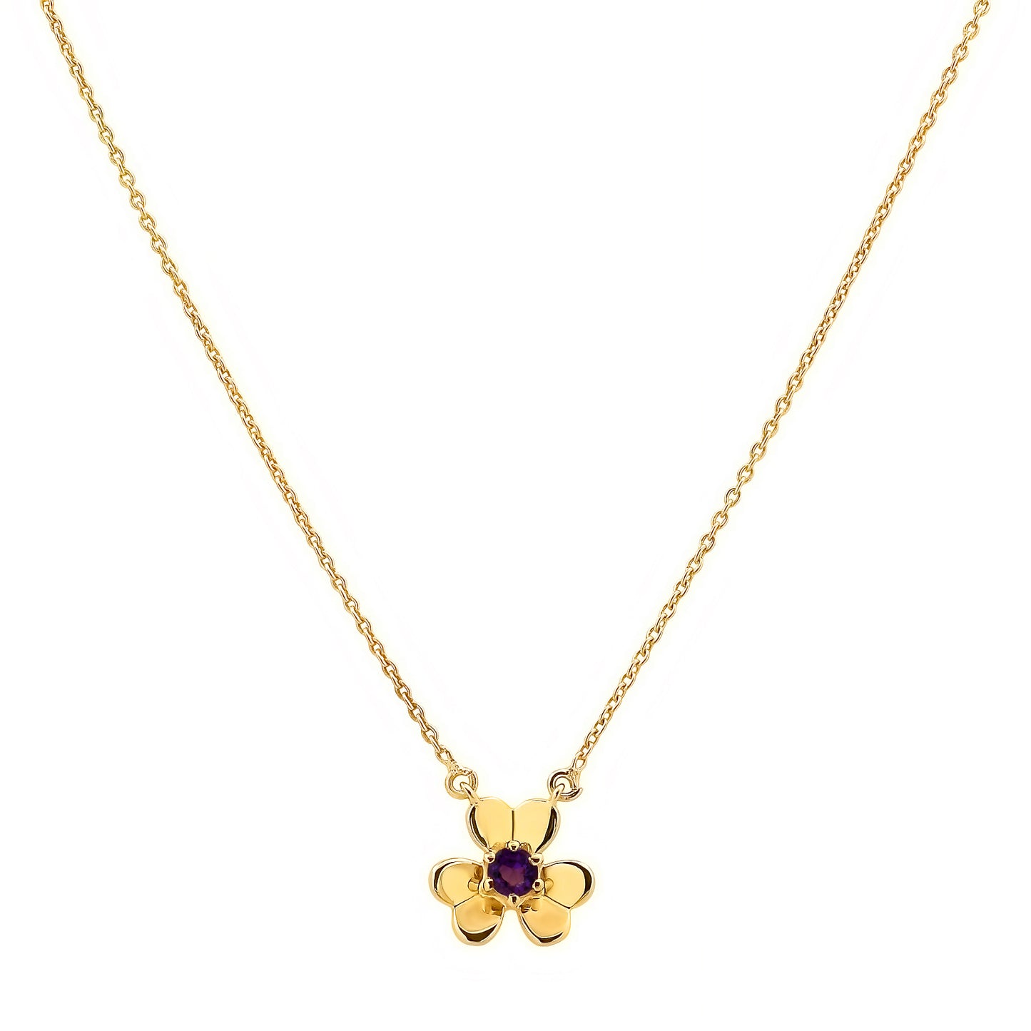 18K Gold Plated Brass Gemstone Flower Design Necklace Dainty Jewelry TGN1006 NM-1035