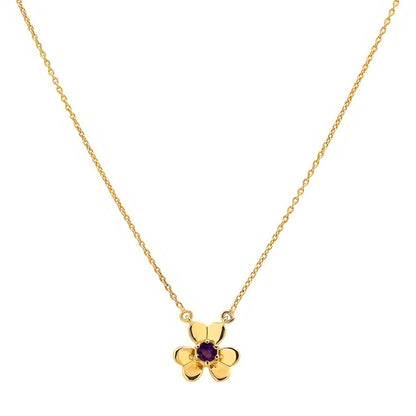 18K Gold Plated Brass Gemstone Flower Design Necklace Dainty Jewelry TGN1006 NM-1035