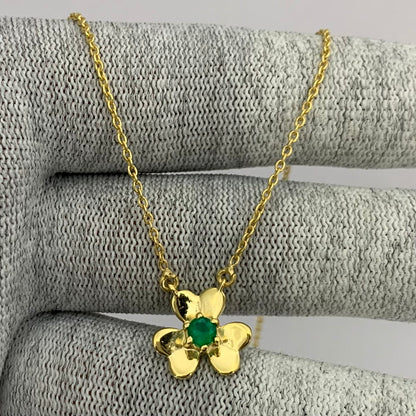 18K Gold Plated Gemstone Flower Design Necklace Dainty Jewelry TGN1006 NM-1035