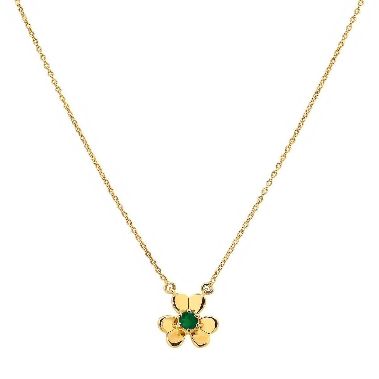 18K Gold Plated Brass Gemstone Flower Design Necklace Dainty Jewelry TGN1006 NM-1035