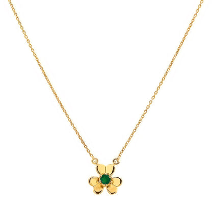 18K Gold Plated Brass Gemstone Flower Design Necklace Dainty Jewelry TGN1006 NM-1035