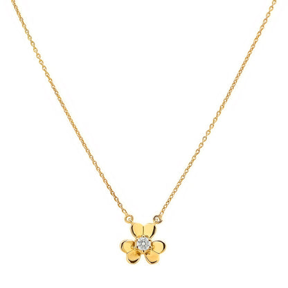 18K Gold Plated Brass Gemstone Flower Design Necklace Dainty Jewelry TGN1006 NM-1035