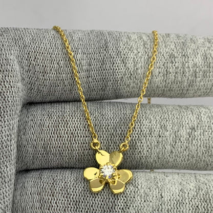 18K Gold Plated Gemstone Flower Design Necklace Dainty Jewelry TGN1006 NM-1035