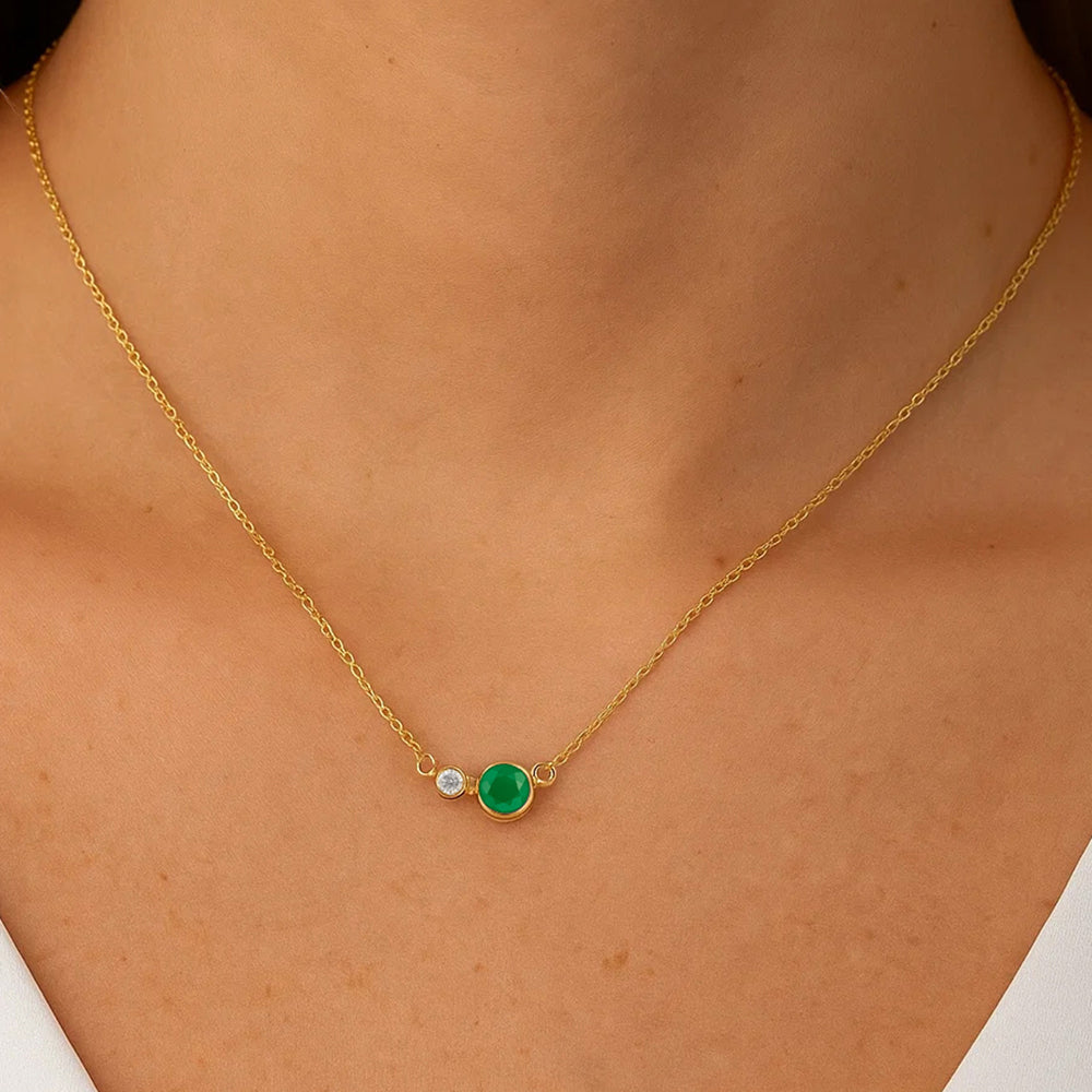 18K Gold Over Brass Round Cut Gemstones Necklace Jewelry EN-1038 TGN1007