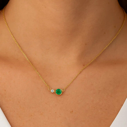 18K Gold Over Brass Round Cut Gemstones Necklace Jewelry EN-1038 TGN1007