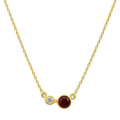 18K Gold Over Brass Round Cut Gemstones Necklace Jewelry EN-1038 TGN1007