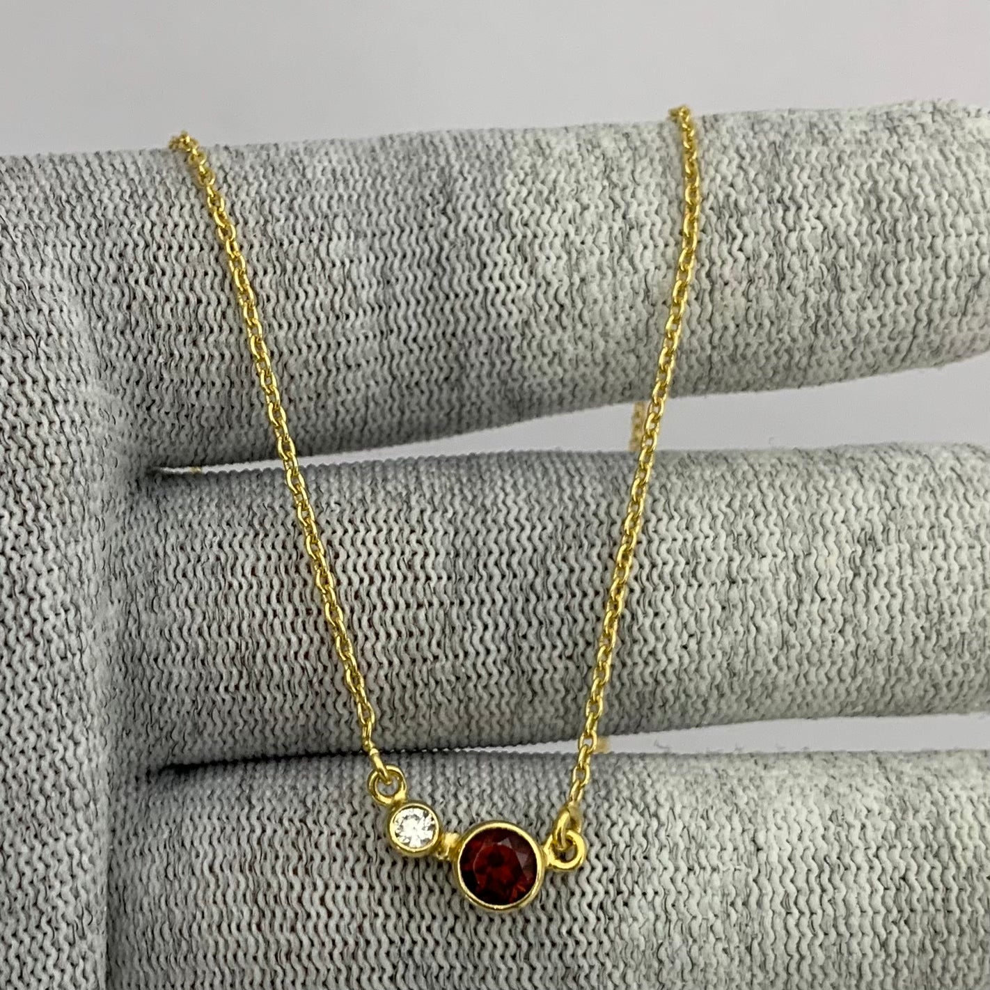 18K Gold Plated Two-Stone Necklace with Sparkling Accents TGN1007 NM-1038