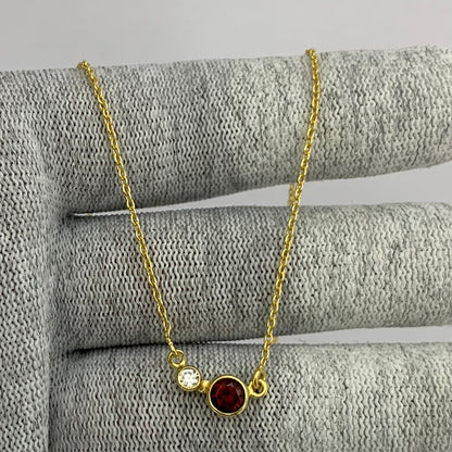 18K Gold Plated Two-Stone Necklace with Sparkling Accents TGN1007 NM-1038