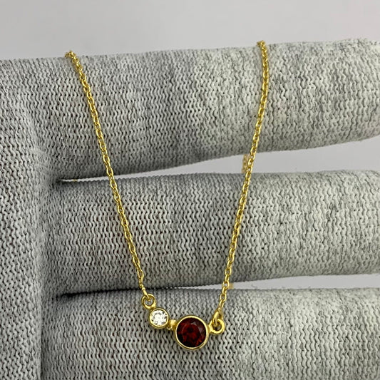 18K Gold Plated Two-Stone Necklace with Sparkling Accents TGN1007 NM-1038