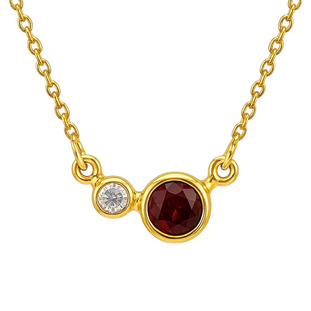 18K Gold Plated Brass Two-Stone Necklace with Sparkling Accents TGN1007 NM-1038