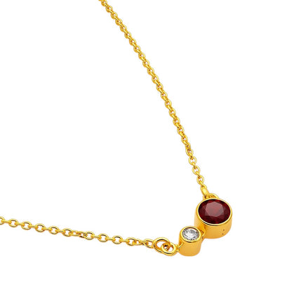 18K Gold Plated Brass Two-Stone Necklace with Sparkling Accents TGN1007 NM-1038