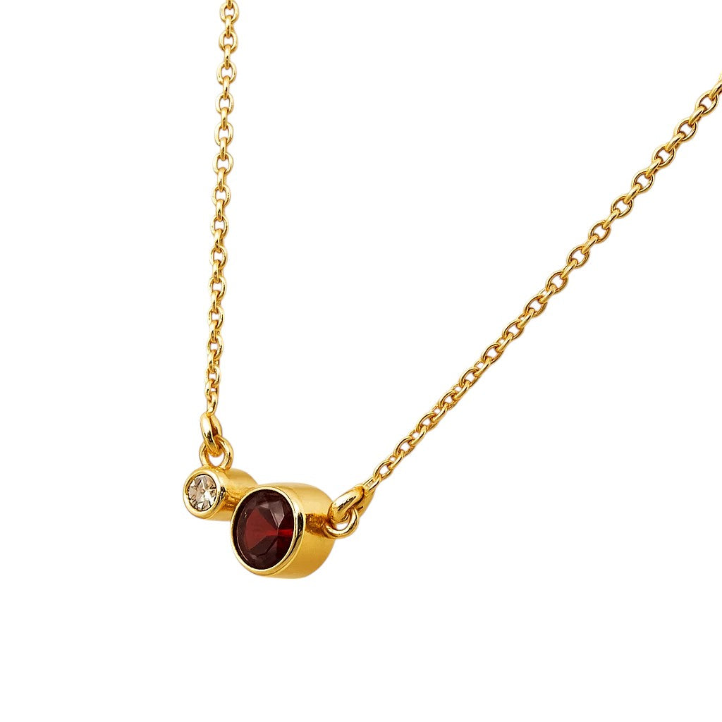 18K Gold Plated Brass Two-Stone Necklace with Sparkling Accents TGN1007 NM-1038