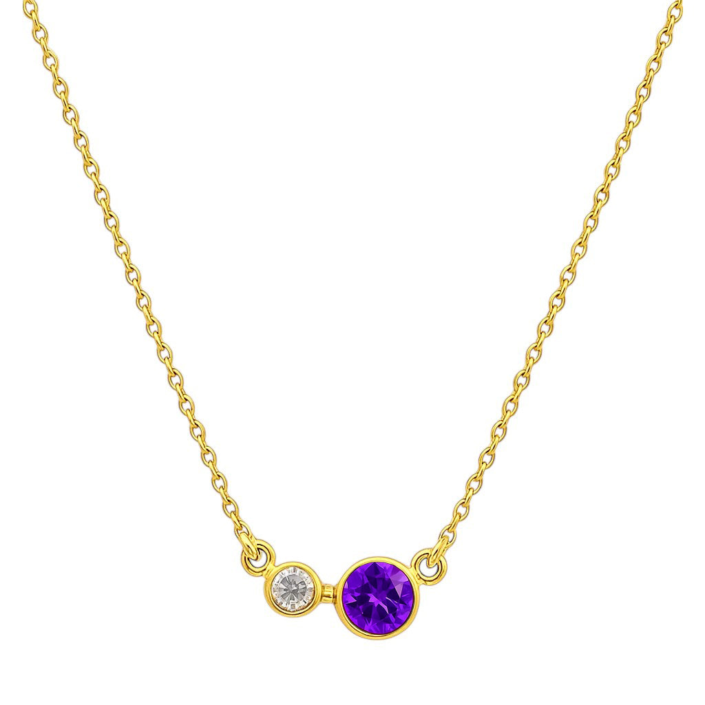 18K Gold Plated Brass Two-Stone Necklace with Sparkling Accents TGN1007 NM-1038