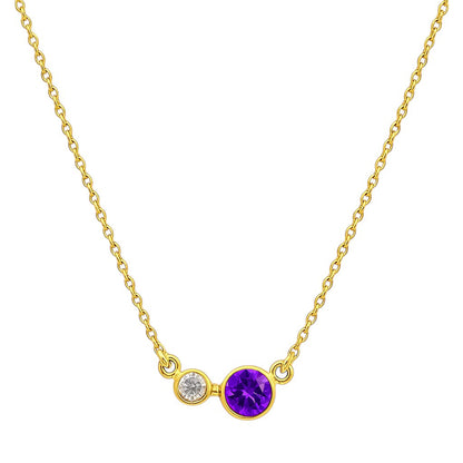 18K Gold Plated Brass Two-Stone Necklace with Sparkling Accents TGN1007 NM-1038