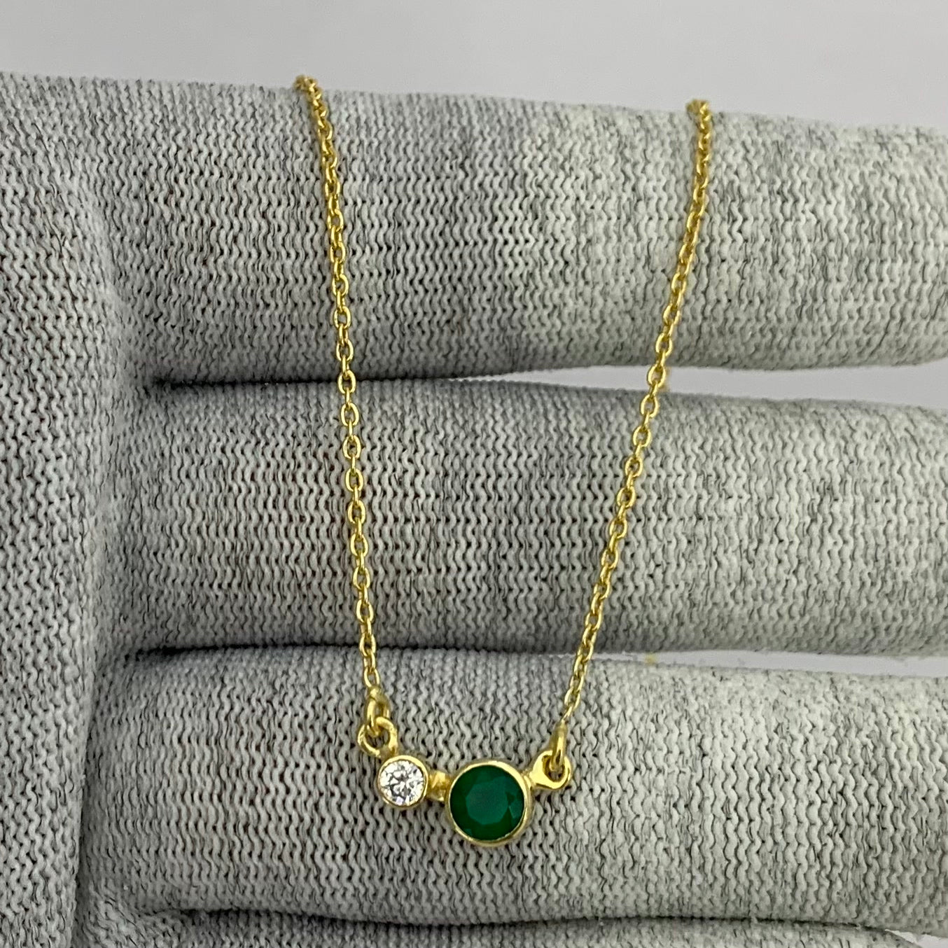18K Gold Plated Two-Stone Necklace with Sparkling Accents TGN1007 NM-1038