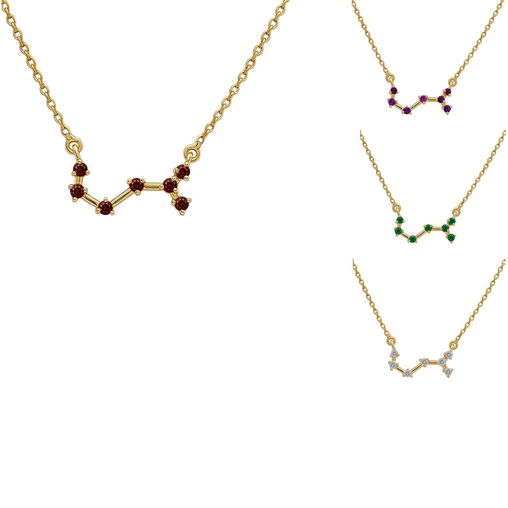18K Gold Over Brass Zodiac Star Gemstone Necklace Dainty Jewelry TGN1008 NM-1039
