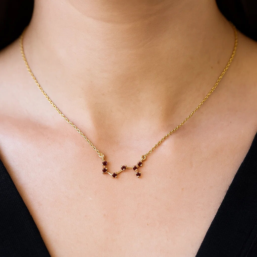 18K Gold Over Brass Zodiac Star Gemstone Necklace Dainty Jewelry TGN1008 NM-1039