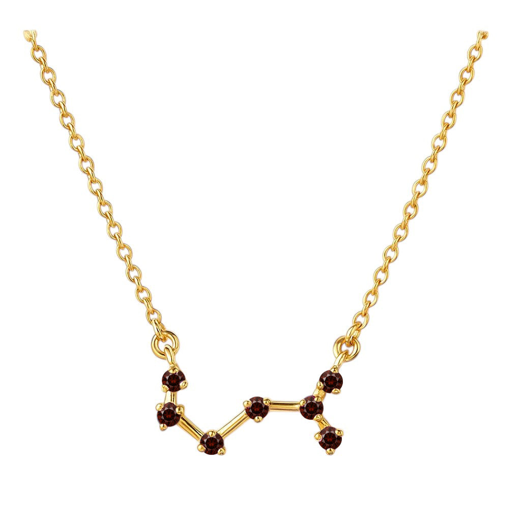18K Gold Over Brass Zodiac Star Gemstone Necklace Dainty Jewelry TGN1008 NM-1039