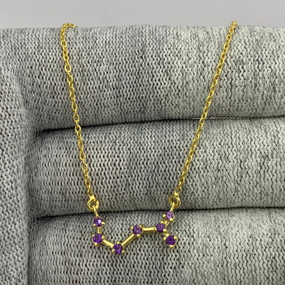 18K Gold Plated Zodiac Star Gemstone Necklace Dainty Jewelry TGN1008 NM-1039