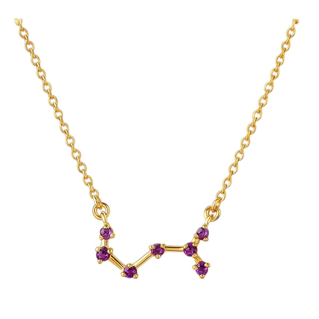 18K Gold Over Brass Zodiac Star Gemstone Necklace Dainty Jewelry TGN1008 NM-1039