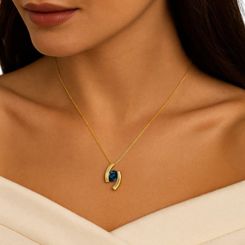18K Gold Over Brass Colorful Birthstone Curved Bar Necklace for Women TGN1009 NM-1037