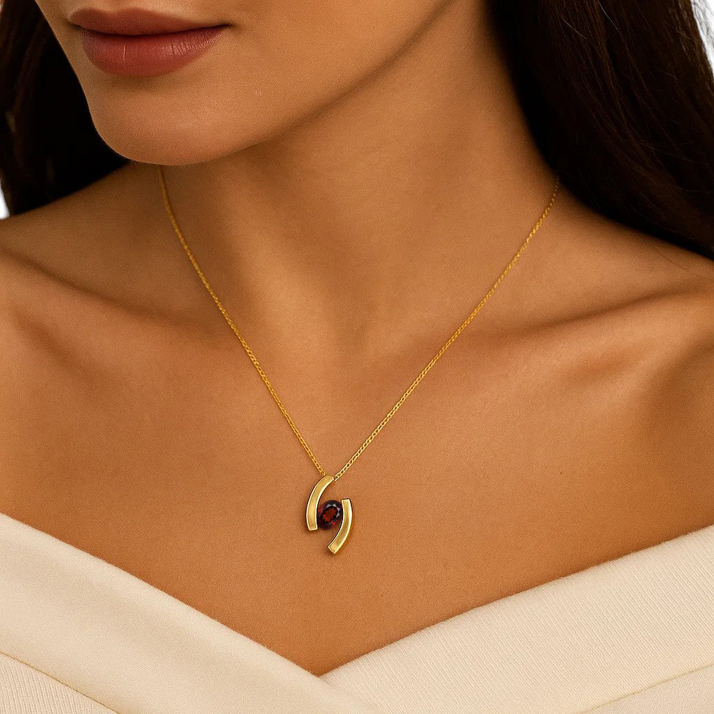 18K Gold Over Brass Colorful Birthstone Curved Bar Necklace for Women TGN1009 NM-1037