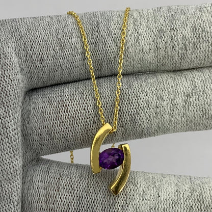 18K Gold Plated Colorful Birthstone Curved Bar Necklace for Women TGN1009 NM-1037