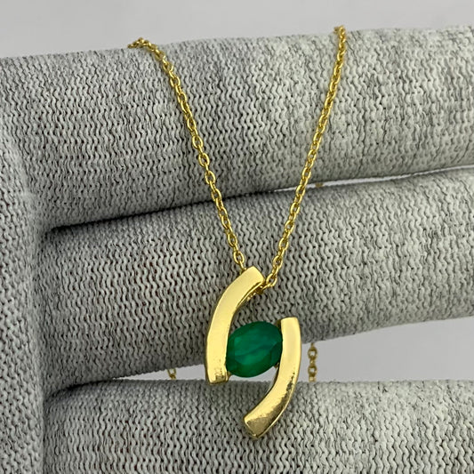 18K Gold Plated Colorful Birthstone Curved Bar Necklace for Women TGN1009 NM-1037