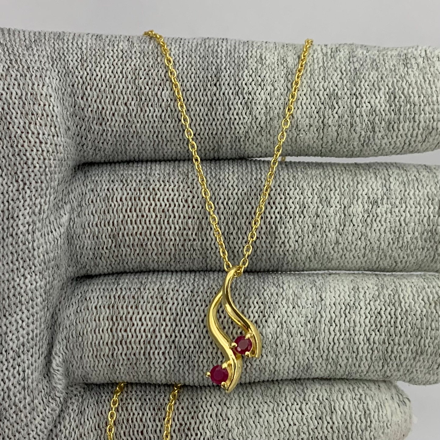 18K Gold Plated Two Stone Swirl Pendant Necklace Jewelry for Women TGN1010 NM-1036