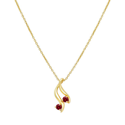 18K Gold Over Brass Two Stone Swirl Pendant Necklace Jewelry for Women TGN1010 NM-1036