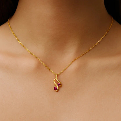 18K Gold Over Brass Two Stone Swirl Pendant Necklace Jewelry for Women TGN1010 NM-1036