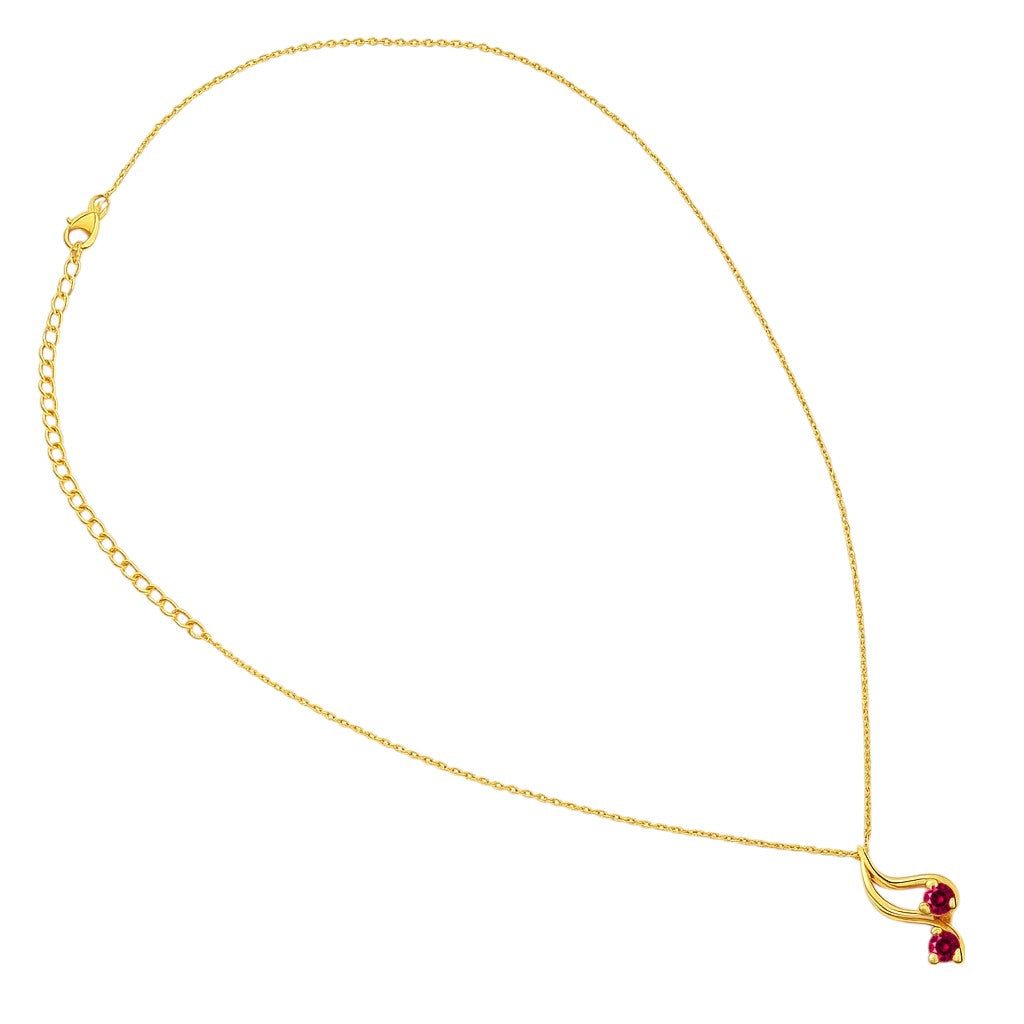 18K Gold Over Brass Two Stone Swirl Pendant Necklace Jewelry for Women TGN1010 NM-1036