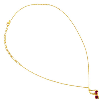 18K Gold Over Brass Two Stone Swirl Pendant Necklace Jewelry for Women TGN1010 NM-1036