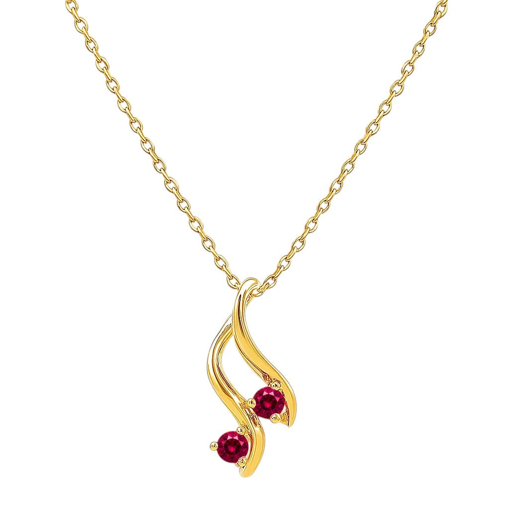 18K Gold Over Brass Two Stone Swirl Pendant Necklace Jewelry for Women TGN1010 NM-1036
