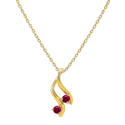 18K Gold Over Brass Two Stone Swirl Pendant Necklace Jewelry for Women TGN1010 NM-1036