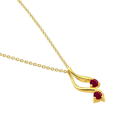 18K Gold Over Brass Two Stone Swirl Pendant Necklace Jewelry for Women TGN1010 NM-1036