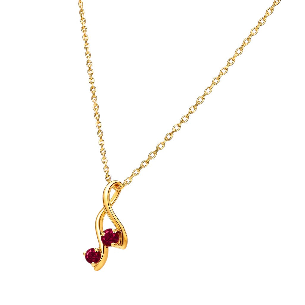 18K Gold Over Brass Two Stone Swirl Pendant Necklace Jewelry for Women TGN1010 NM-1036