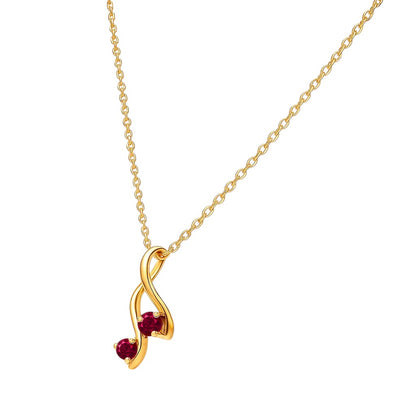 18K Gold Over Brass Two Stone Swirl Pendant Necklace Jewelry for Women TGN1010 NM-1036