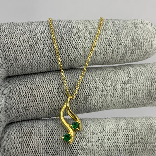 18K Gold Plated Two Stone Swirl Pendant Necklace Jewelry for Women TGN1010 NM-1036