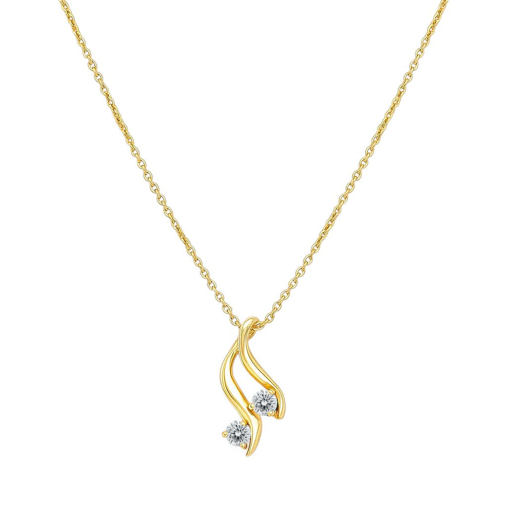 18K Gold Over Brass Two Stone Swirl Pendant Necklace Jewelry for Women TGN1010 NM-1036