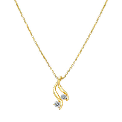 18K Gold Over Brass Two Stone Swirl Pendant Necklace Jewelry for Women TGN1010 NM-1036