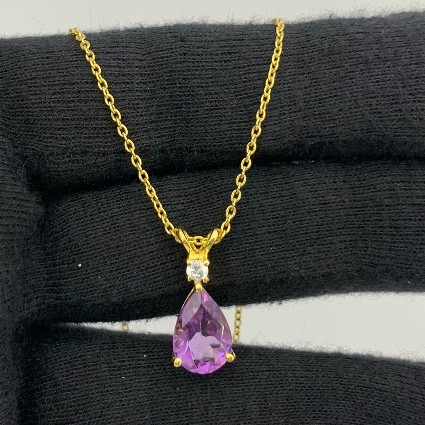 18K Gold Plated Pear Cut Gemstone Necklace Jewelry Everyday Wear TGN1011 NM-1040