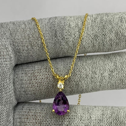 18K Gold Plated Pear Cut Gemstone Necklace Jewelry Everyday Wear TGN1011 NM-1040