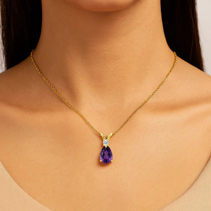 18K Gold Plated Brass Pear Cut Gemstone Pendant Jewelry Everyday Wear TGN1011 NM-1040