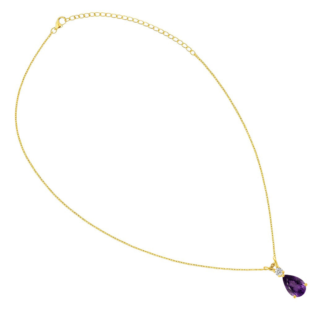 18K Gold Plated Brass Pear Cut Gemstone Pendant Jewelry Everyday Wear TGN1011 NM-1040