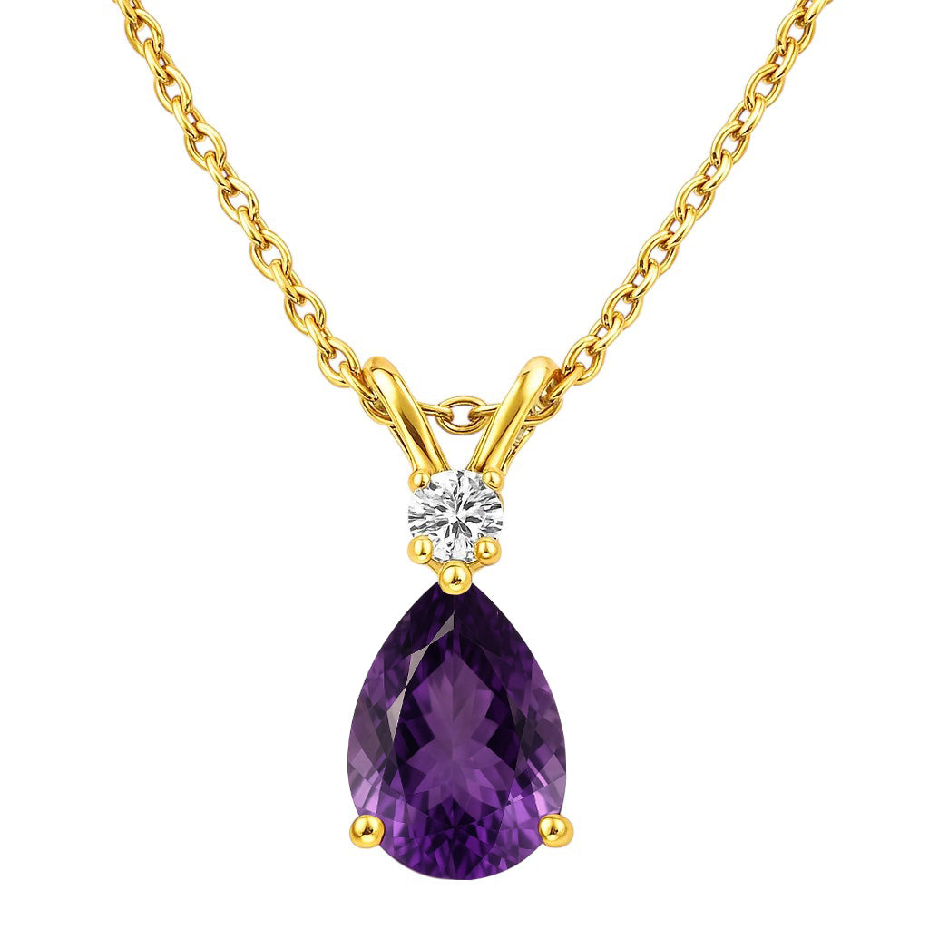 18K Gold Plated Brass Pear Cut Gemstone Pendant Jewelry Everyday Wear TGN1011 NM-1040