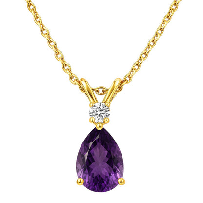 18K Gold Plated Brass Pear Cut Gemstone Pendant Jewelry Everyday Wear TGN1011 NM-1040