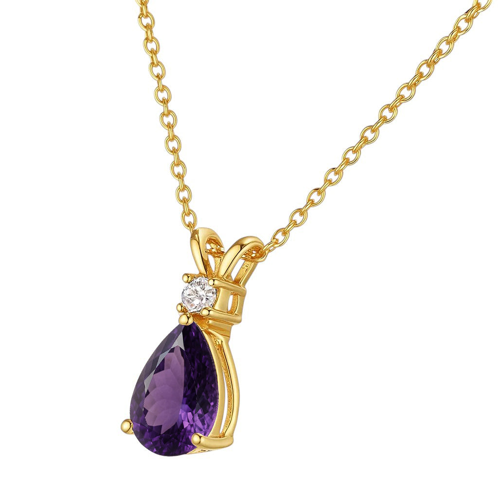 18K Gold Plated Brass Pear Cut Gemstone Pendant Jewelry Everyday Wear TGN1011 NM-1040