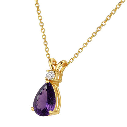 18K Gold Plated Brass Pear Cut Gemstone Pendant Jewelry Everyday Wear TGN1011 NM-1040