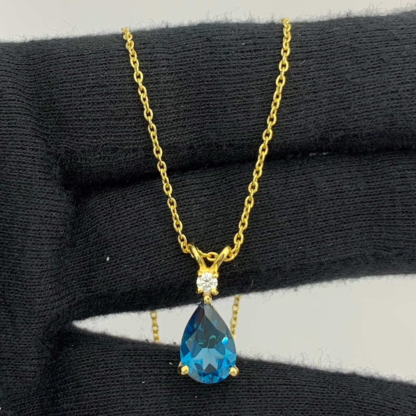 18K Gold Plated Pear Cut Gemstone Necklace Jewelry Everyday Wear TGN1011 NM-1040